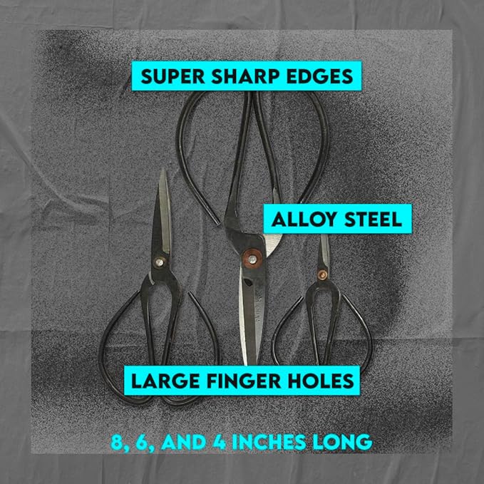 SE Chinese Scissors with Super Sharp Edges Suitable for Embroidery, sewing, Craft, Art Work, and Everyday Usage (8-6-4-Inch Bundle)