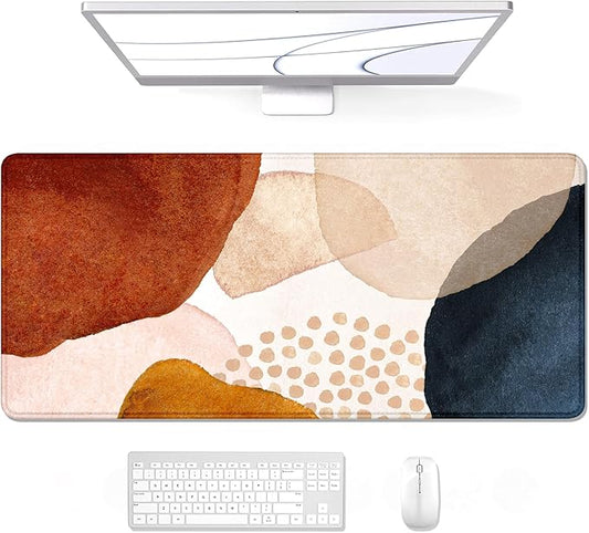 Auhoahsil Large Mouse Pad, XXL Desk Pad, Extened Mousepad 31.5" x 11.8", Non-Slip Rubber Base, Stitched Edges, Superior Surface, Gaming Keyboard Mat, Waterproof Desk Pad, Abstract Stone