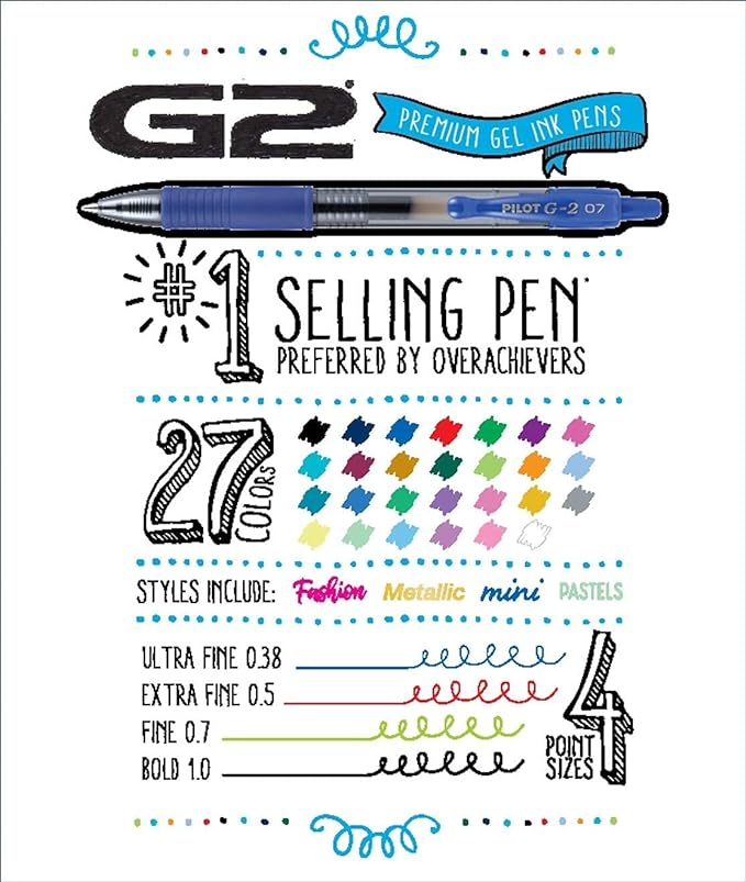 Pilot G2 Premium Gel Roller Pens, Bold Point, Gel Ink Pens, 1 mm, Pack of 8, Black, Blue - Ideal for School, Journaling & Office Writing