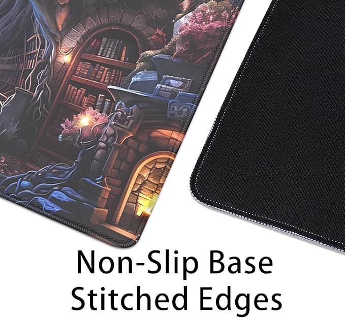 Magic Library Mouse Pad,Mysterious Collection of Books Mousepad Desk Pad with Stitched Edges,Non-Slip Waterproof Rubber Base Mouse Mat Desk Mat for Office Computer Keyboard Laptop Home(27.5x11.8 in)