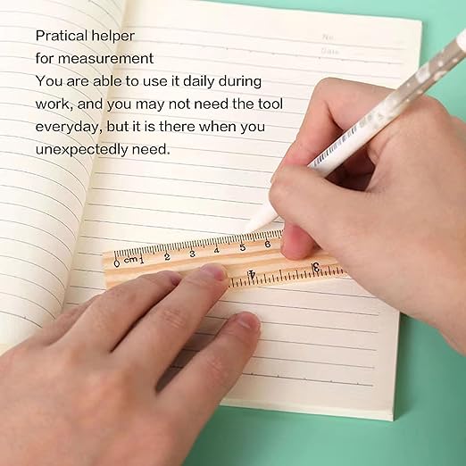 12 Pack 12 inch Wooden Ruler Kit with Conversion Table Metric Straight Edge Linear Measurement Ruler for School, Classroom, Home, and Office (12)