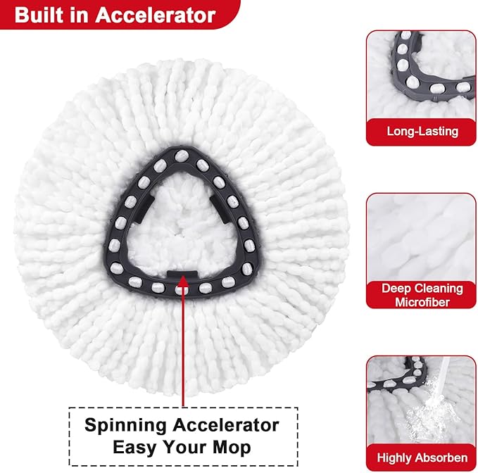 3 Pack Spin Mop Replacement Head Mop Refill Compatible with Ocedar Triangle Swivel Mops Microfiber Swivel Mop Refill,Deep Clean,Machine Washable and Easy to Replace
