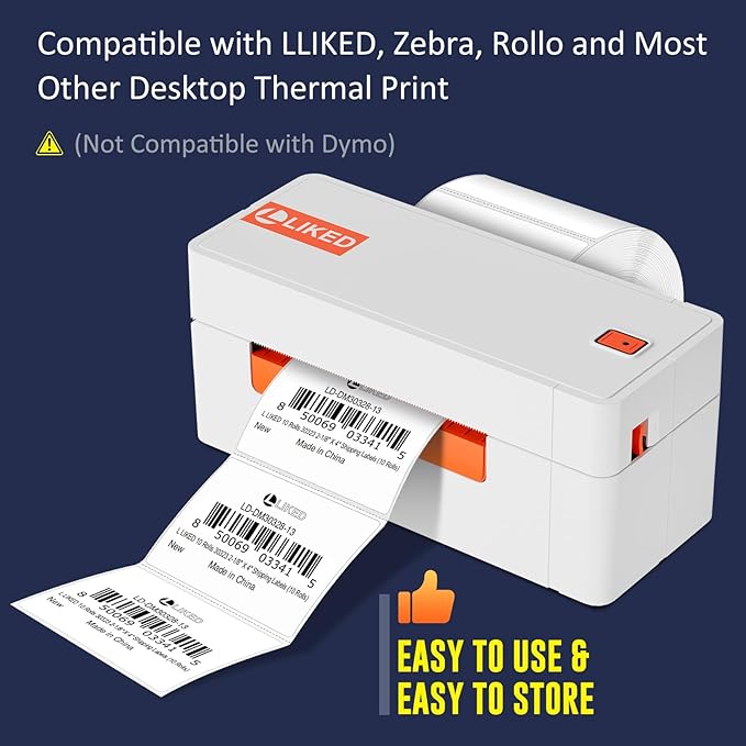 L LIKED 3" x 2" Direct Thermal Labels, Permanent Adhesive Barcode Shipping Label & Compatible with Rollo, Zebra and Other Desktop Printers (1 Roll, 700 Labels)