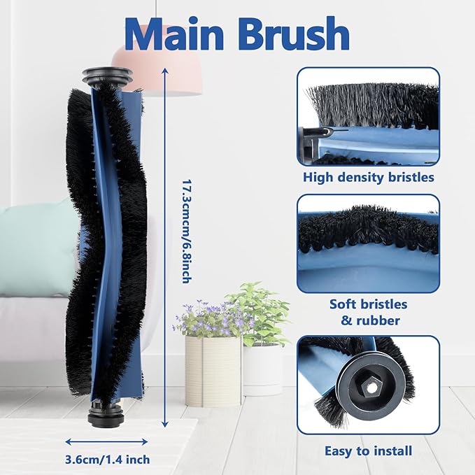 24 Pack X10 Pro Omni Replacement Parts for Eufy X10 Pro Omni Robot Vacuum Cleaner Accessories, 2 Main Brushes 4 Hepa Filter 4 Mop Pads 6 Dust Bags 6 Side Brushes 1 Screwdriver 1 Cleaning Brush