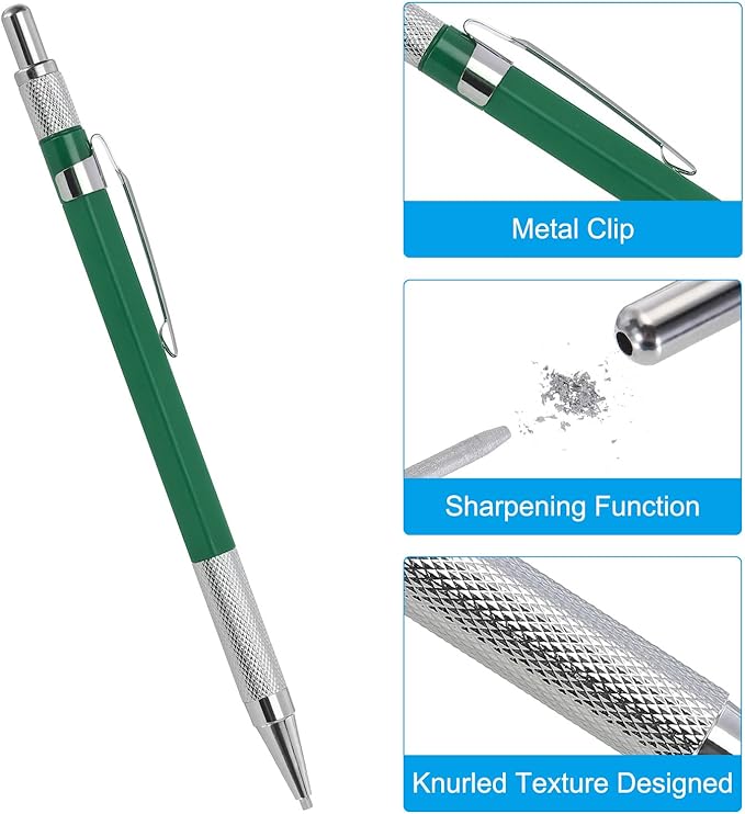 PATIKIL Mechanical Pencil with 12Pcs Multicolor Refills, Write Smoothly Portable Pencil with Built-in Sharpener for Drafting Painting Designing, Green