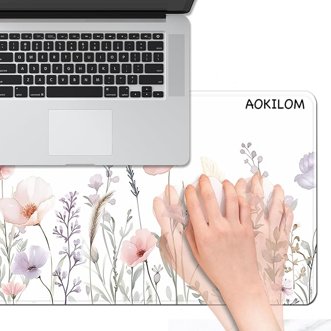 Floral Large Desk Mat 31.5 x 15.7 inch, Waterproof Extended Gaming Mousepad XXL, Aesthetic Flowers Desktop Mat, Non-Slip Laptop Pad, Computer Writing Mat for Home Office Accessories