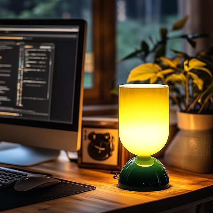 8.9" Modern Glass Table Lamp for Living Room, Desk Lamps for Bedroom, UL Listed Nightstand Lamp with Dome Base, End Table Lamps for Kids Room, Side Tables, College Dorm, Office, Glossy Green