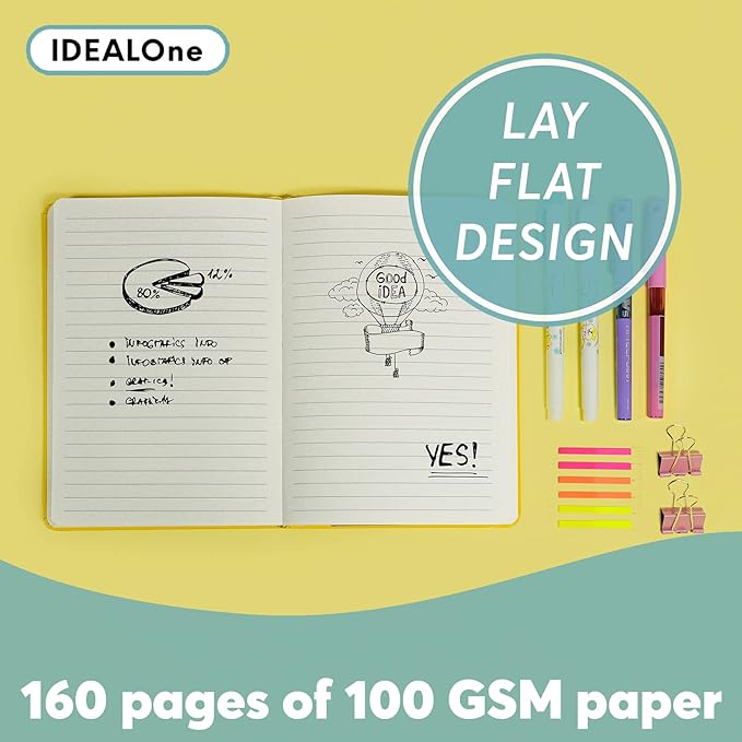 IDEALOne Dotted Hardcover Leather Notebook Journal – Work, Home, School, 5.7 x 8 inches, 7mm wide, 160 Pages, 100GSM, with Elastic Band and Ribbon Bookmark (Scarlet Red, Single)