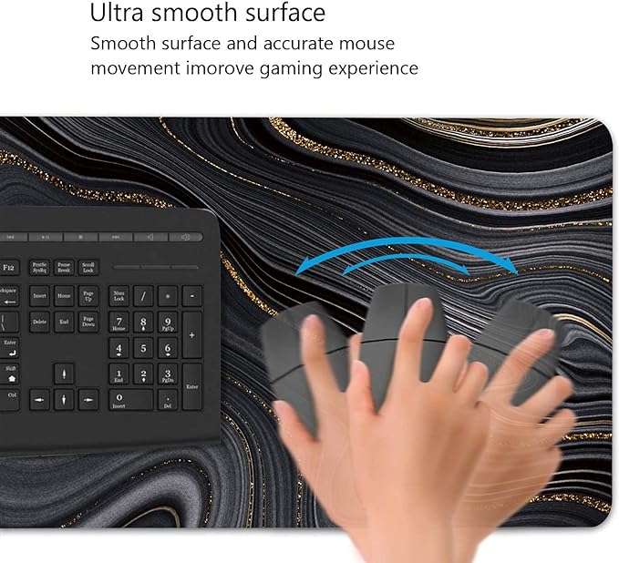 Extended Gaming Mouse Pad (31.5 X 11.8 in), Large Non-Slip Rubber Base Mousepad,Keyboard Mouse Mat Desk Pad for Work, Game, Office, Home - Black Rose Gold Marble, MOU-03