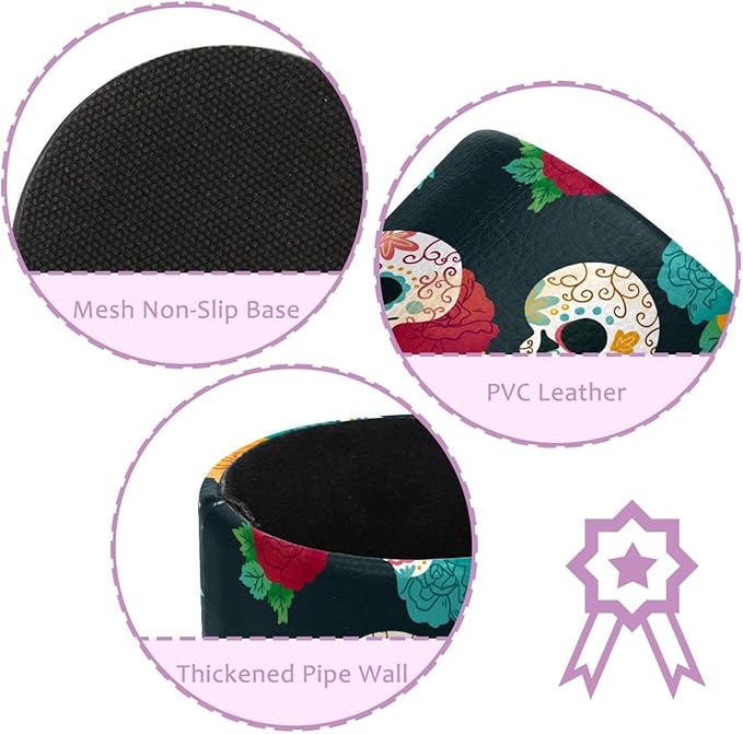 Watercolor Pattern Skull and Flowers Pen Holder Cup for Desk, Pencil Cup Holder for Desk Office Pen Organizer