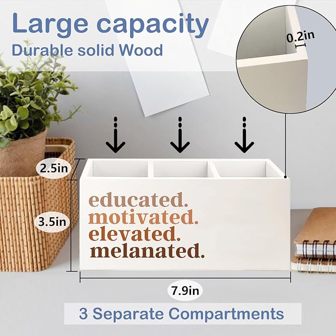 SNNDER Black Girl Women Gifts Pen Holder for Desk, African American Gifts, Black Girl Magic Wooden Pen Pencil Holder Organizer for Home Office Desk Accessories