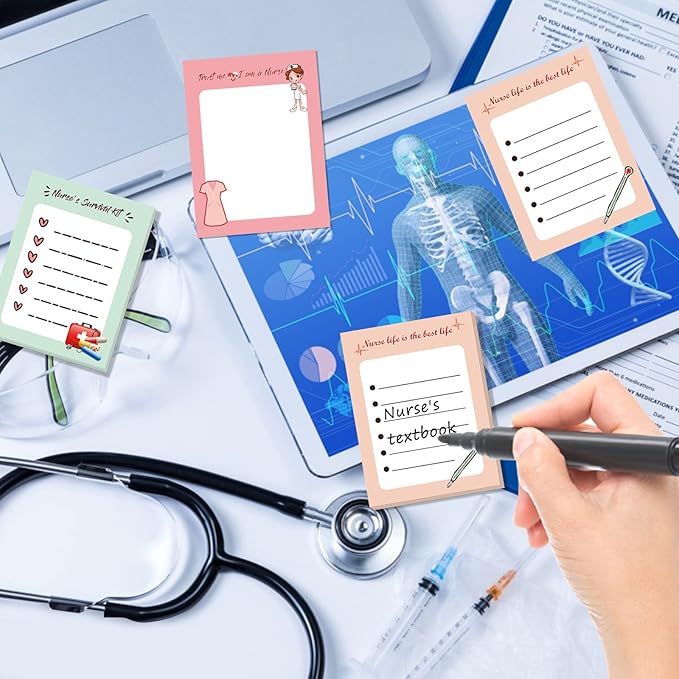 Nurses Week Gifts,16 Pieces Nurse Notepad Funny Notepads Sarcastic Sticky Memo Pads for Writing Notes Diary Lists Schedules School Nurse Gifts Medical Assistant Gifts Women Coworkers Home Office Gifts