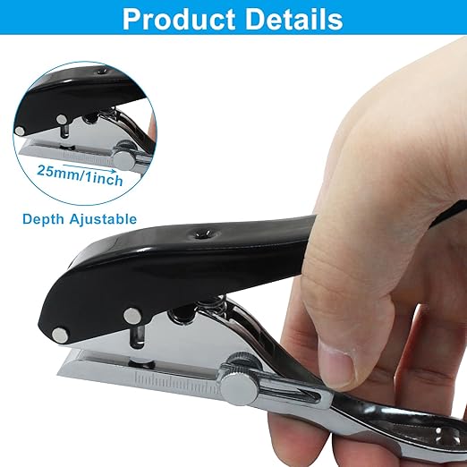 8 mm Single Hole Punch, Portable Hand Held Paper Hole Puncher, Black Long Hole Punch for Paper, Cards, Plastic