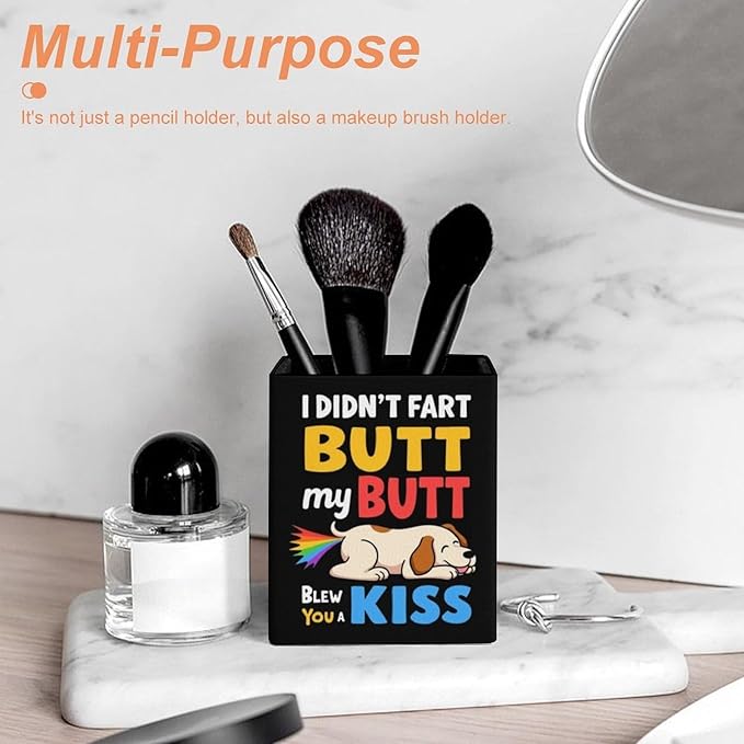 Women's Fashion Pencil Pen Holder Cup, Waterproof Office Supplies, Waterproof Multifunctional Office Supplies I Didn't Fart My Butt Funny Dog
