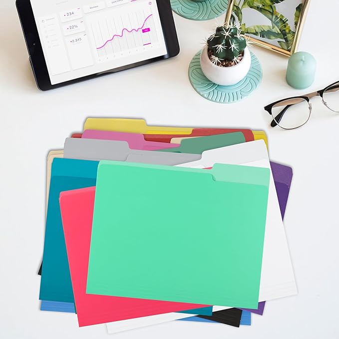 Light Green File Folders,18 Pack File Folder,1/3 Cut Tab,Letter Size,Filing Folder for Office School Business.