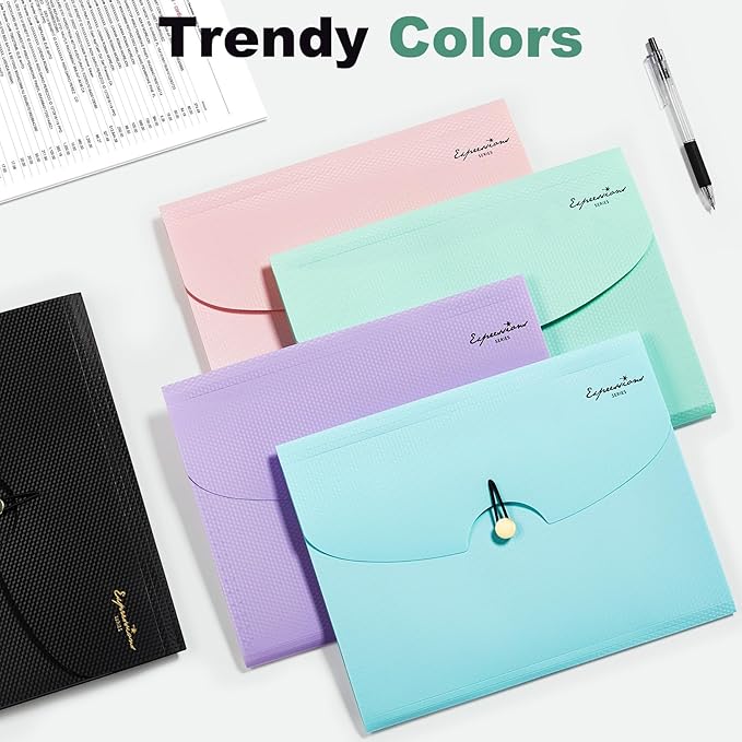 Sooez 7 Pocket Expanding File Folder, Letter Size Accordion File Organizer, Premium Folders for Documents, Filing Folders with Bungee Closure, Portable Organizer for School Office Supplies, Sky Blue