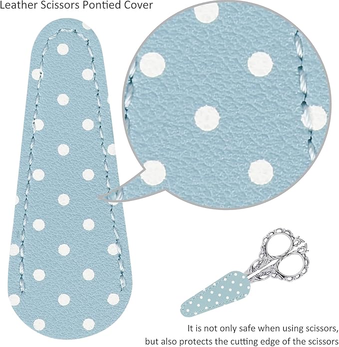 BIHRTC 4.5Inch Sewing Embroidery Scissors Professional Grade Shears with Artificial Leather Cover Stainless Steel Scissors for Office Craft Cross Stitch Needlework DIY Tools Knitting