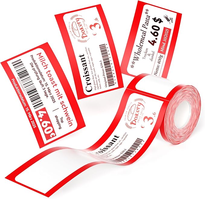 NIIMBOT B21 Pro Label Maker Refill - 300DPI Red & Black Dual Color Sticker Paper Red Line (2"x3.5"/50x90mm) for School, Office, Retail, Baking & Safety Labels - Compatible with B21 Pro Only