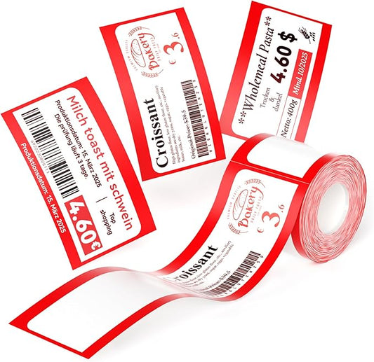 NIIMBOT B21 Pro Label Maker Refill - 300DPI Red & Black Dual Color Sticker Paper Red Line (2"x3.5"/50x90mm) for School, Office, Retail, Baking & Safety Labels - Compatible with B21 Pro Only