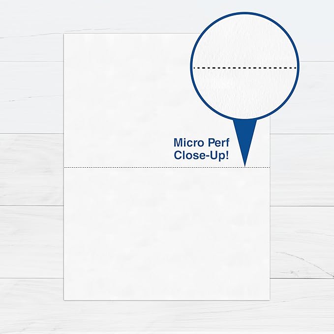 PrintWorks Professional Half Sheet Perforated Paper 8.5” x 11” - Perfect For W-2, 1099, & Statement Use - Made in the USA - 500 Sheets - 20 lb - A5 Paper - Printer Compatible - White (04116)