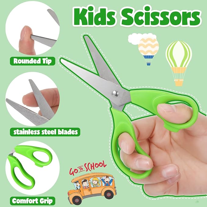 Newwiee 90 Pack Kids Scissors, 5.5 Inch Safety Blunt Tip Student Scissors with Comfort Grip for Child Student Teacher, School Supplies Craft Cutting Paper