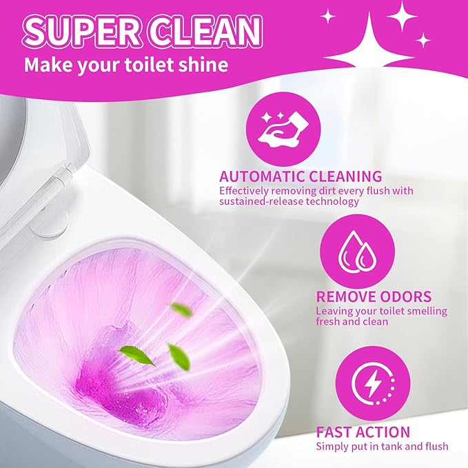 X-Txxlplus Toilet Bowl Cleaners, Toilet Cleaner, Automatic Long Lasting Continuous Toilet Bowl Cleaner, Prevent Stain Build Up Deep Clean, Each Pack for About 3 Months' Supply, Pink