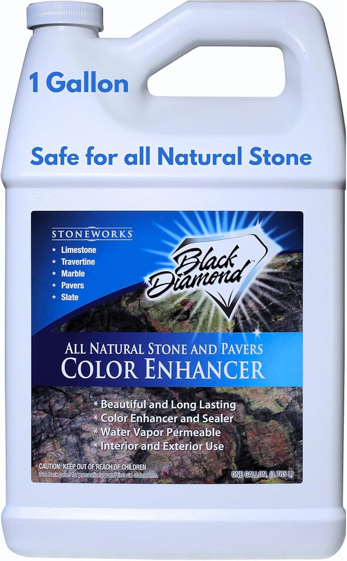 Color Enhancer Sealer for All-Natural Stone and Pavers. Marble, Travertine, Limestone, Granite, Slate, Concrete, Grout, Brick, Block. (1 Gallon)