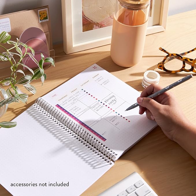 Erin Condren 8.5" X 11" Spiral Bound Dot Grid Notebook - Colorful Cosmos, 160 Dot Grid Page Note Taking & Writing Notebook, 80 Lb, Thick Paper, Stickers Included