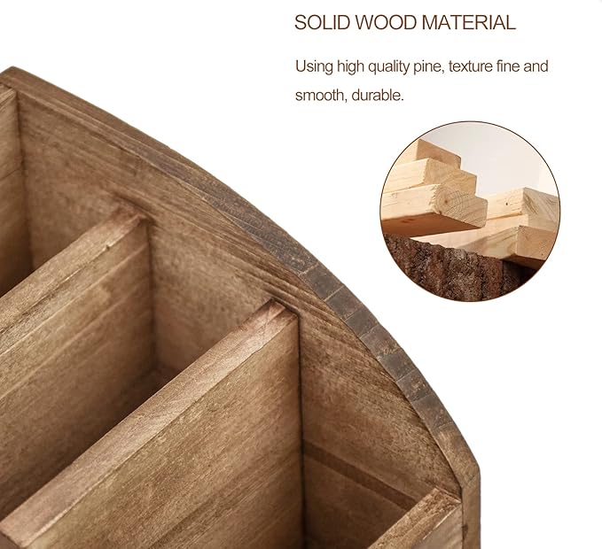 Wooden Desk Organizer, Solid Wood Pen Holder for Desktop Organizer, No Need Assembly, Home Office Supplies Workspace Organizers Mail Holder Remote Control Countertop Storage Box