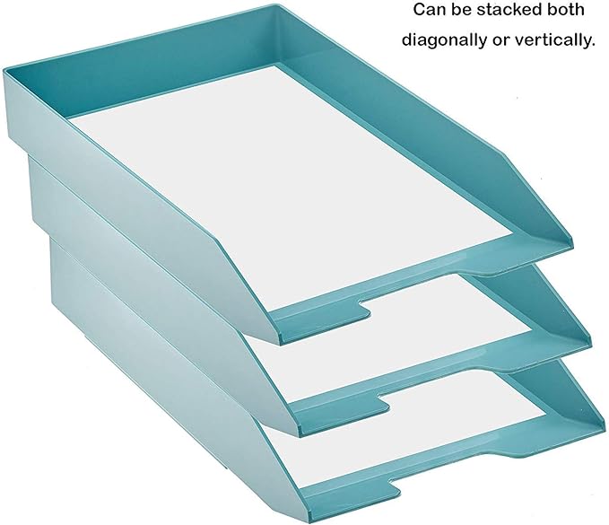 Acrimet Stackable Letter Tray Front Load, Letter Size, Plastic, Solid Green Color, 1 Unit