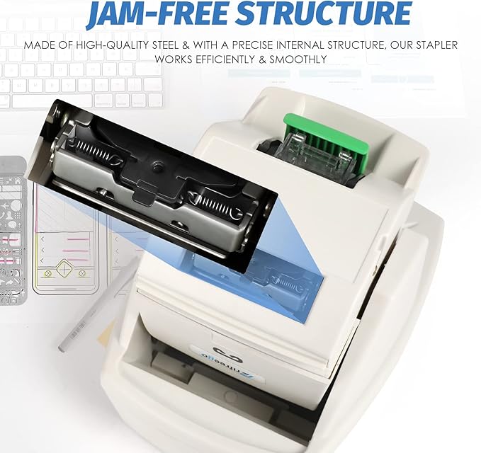 Heavy Duty Electric Stapler, 70 Sheets 60g Paper Capacity, Automatic Flat-Clinch Stapler, Quiet and Anti-Jam for Office/School, with 5500 Staples