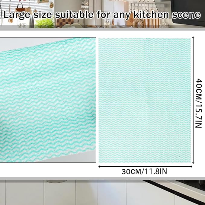 Disposable Dish Cloth and Cleaning Handi Wipes, 100ct, Multi-Use Rags for kitchen, Bathroom and Windows, Green