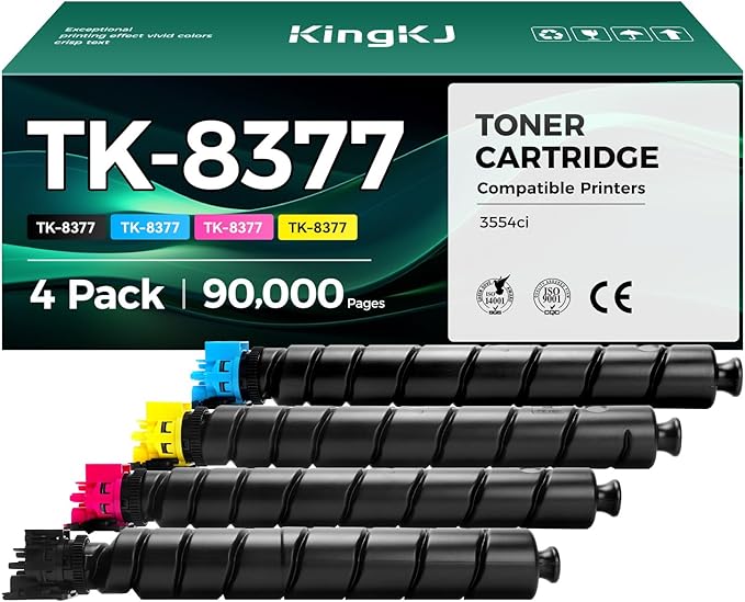 TK-8377 TK8377 Toner Cartridge 4-Pack High Capacity Replacement for TK-8377K TK-8377C TK-8377M TK-8377Y Compatible with Kyocera TASKalfa 3554ci Printer 1T02YP0US0 1T02YPAUS0 1T02YPBUS0 1T02YPCUS0 CMYK