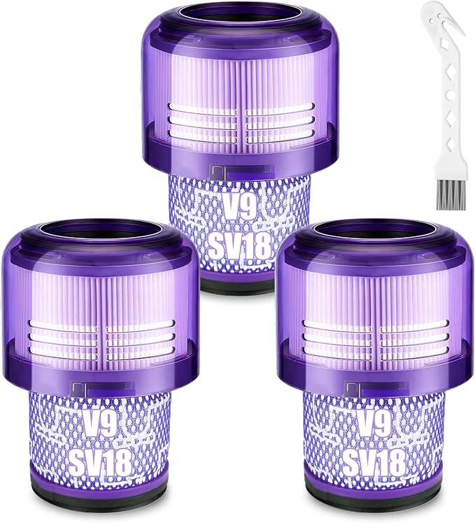 Lemige 3 Pack V9 SV18 Vacuum Filter Replacement Parts for Dyson V9 Motorbar SV18 Digital Slim Cordless Vacuum, for Dyson Filter Replacement Part No. 970612-01