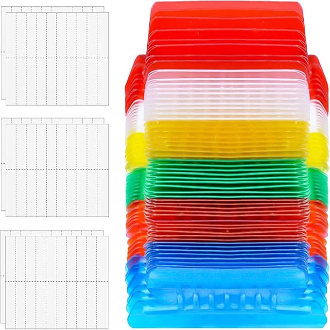 File Folder Tabs, 60+120 Sets Multicolor Hanging Folder Tabs With Inserts, 2 Inch Clear Plastic for Quick Identification
