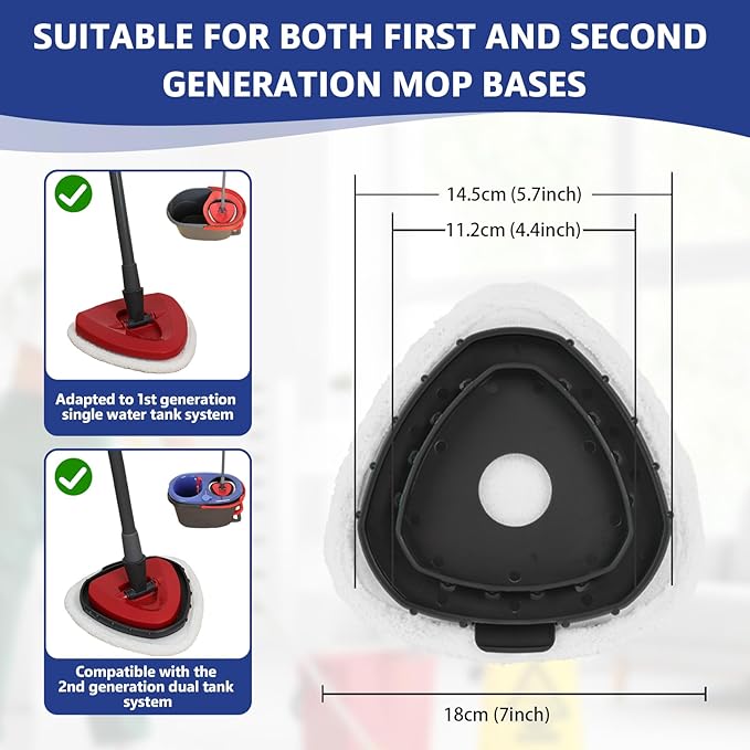 High-PQ Flat Mop Head Replacements, Microfiber Mopping Pads Refills, 5-Pack Spin Mop Pads + 1 Plastic Pad &1 Scrape for Floor, Wall & Ceiling Cleaning - Fits EasyWring & RinseClean Systems