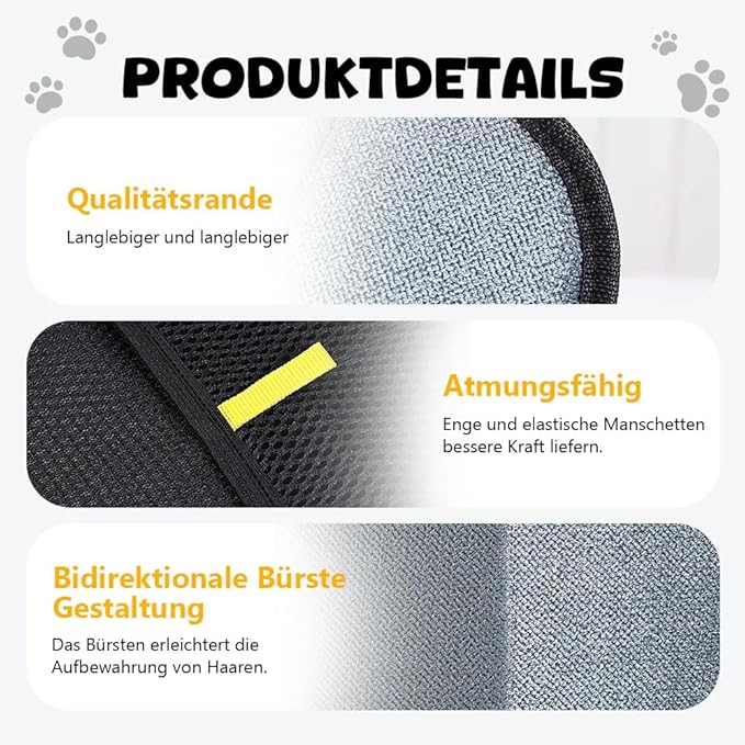 Electrostatic Gloves for Pet Hair Removal, Electrostatic Pet Hair Removal Gloves Brush for Pets Hair, Reusable Cats & Dogs Grooming Gloves for Hair Removal (Yellow*B, 1)