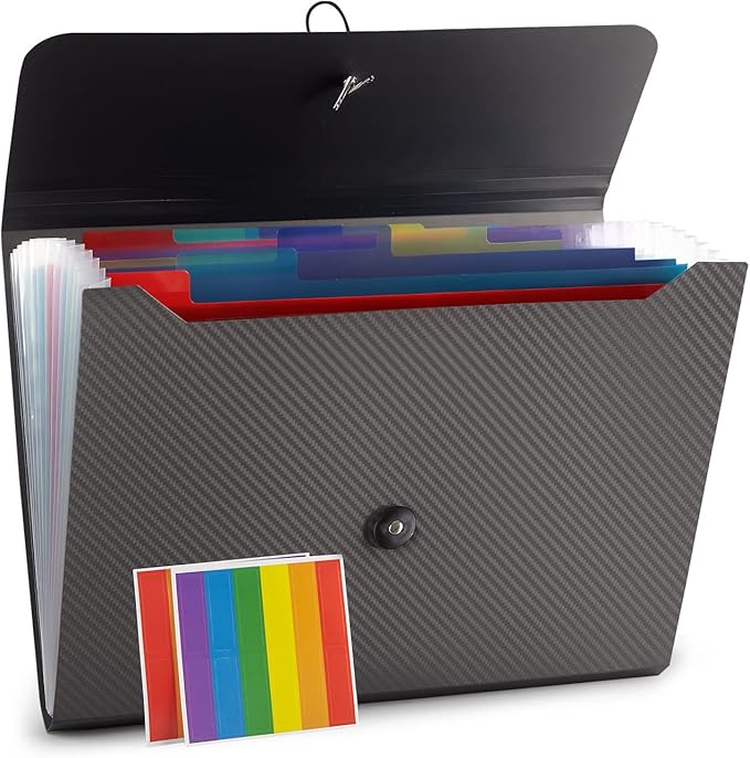 Expanding File Folder, File Organizer,13 Pockets, Grey, File Organizer Accordion Filing Folder for Documents, Aesthetic Paper Organizer Folder for Work, School, Home, Office