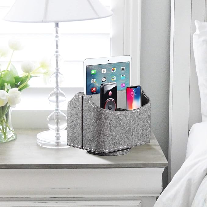 Remote Control Holder, Spinning Remotes Caddy Organizer for TV Accessories/ Controllers/ Office Supplies/ Phones, Bedside Table Desk Organizers and Decorations for Living Room, Desktop Storage Box