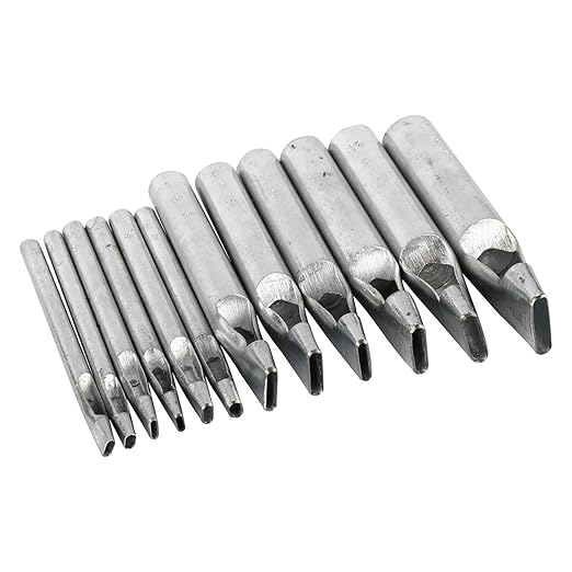 HYDDNice12 Pcs Leather Craft Hole Punch Set, 2-5mm Oval Shape Hole Punch Leather Hollow Hole Punch for Belt Watch Band Working