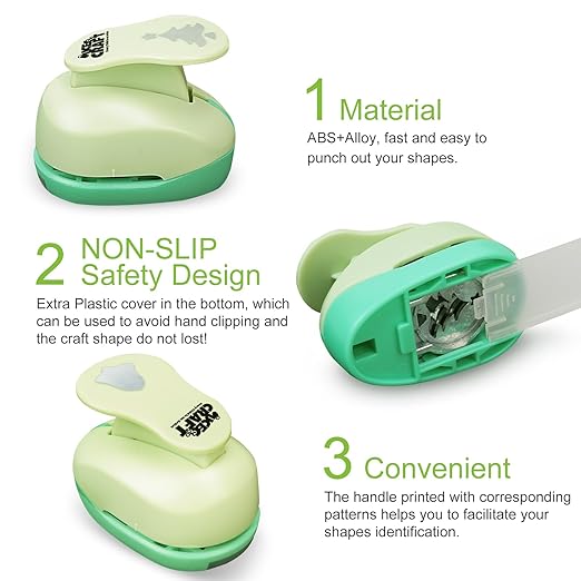 UCEC Hole Punch 1 Inch Craft Christmas Snowflakes Bells Shapes 30 Pieces Hole Puncher for Crafts Set with Craft Paper Cardstock, Mix Shape Designs Hole Puncher for Kids for Crafting Scrapbooking