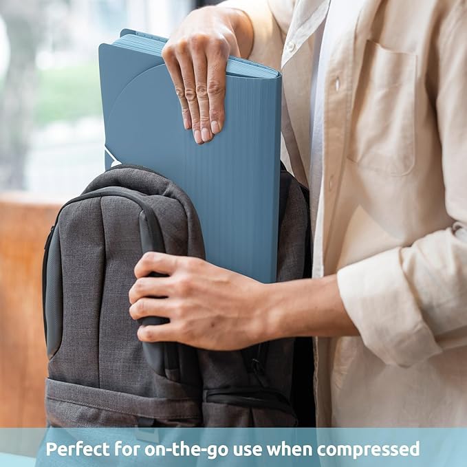 SKYDUE Accordion File Organizer, 13 Pocket File Folder Organizer with Monthly & Blank Labels, Mist Blue Document Organizer with Solid Inner Pages, Letter A4 Size for Office School