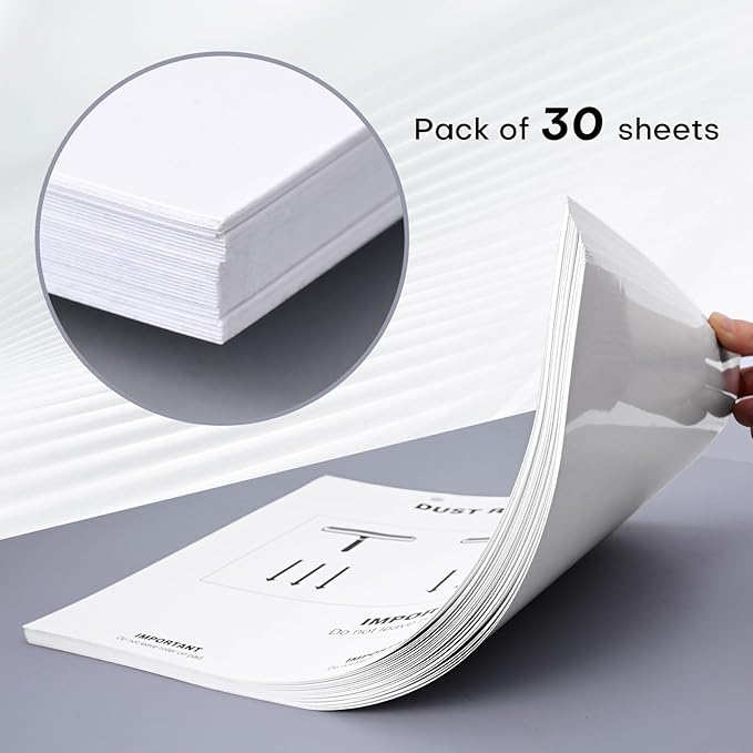 NEWISHTOOL 30 Sheets Cleanroom Dust Removal Pad Sticky Paper, Self-Sticky Paper Sheet Adhesive Dust Collection Clean Pad for Cleaning Dust/Dirt/Lint, Sponge/Silicone/Anti-Static Roller Cleaning Mats