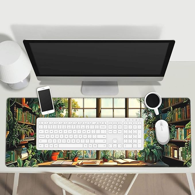 Plants Lovers Gaming Mouse Mat Extended Large XL Mouse Pad Desk Mat Non-Slip Rubber Mice Pads Stitched Edges for Office and Home,31.5 X 11.8 X 0.12 Inches
