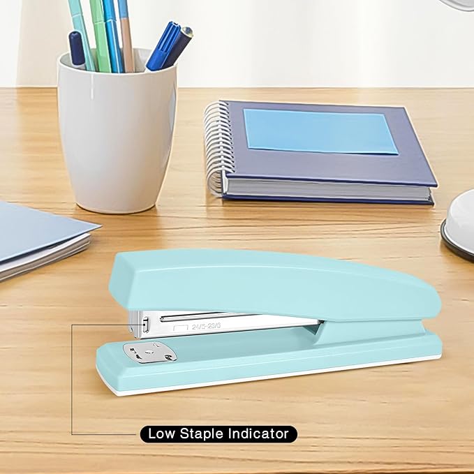 Stapler 25 Sheet Capacity with 1000 Staples and Staple Remover - Staplers for Desk, Non-Slip Office Stapler with Staples, Blue