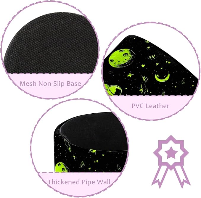 Leather Pen Holder for Desk Alien Moon Spaceship Pencil Cup Desktop Organizer Makeup Brush Holders Office Supplies for Home, Kids & School