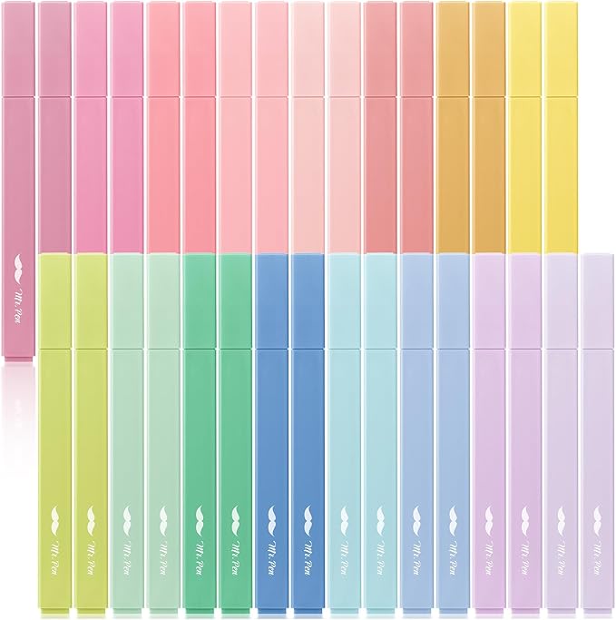 Mr. Pen- Aesthetic Highlighters, 32 Pack, Chisel Tip, Pastel Colors, Cute Highlighters Assorted Colors, Back to School Supplies