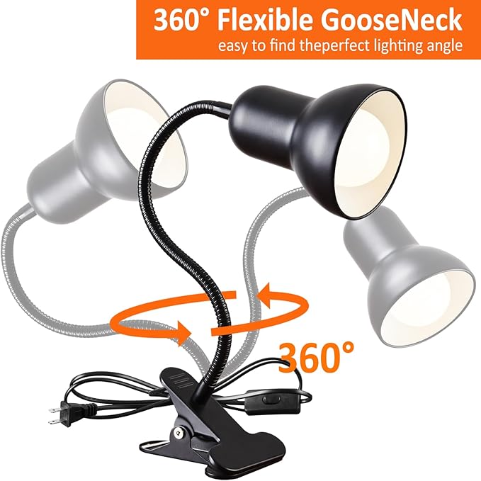Clip on Desk Lamp, 360° Rotating Ggooseneck Lamp, Ring Light, Revolutionary Eye-Caring Desk Lamp, Portable Clip-On Reading Light for Bedroom and Office, Study Clamp - The Ideal Home Lighting Solution