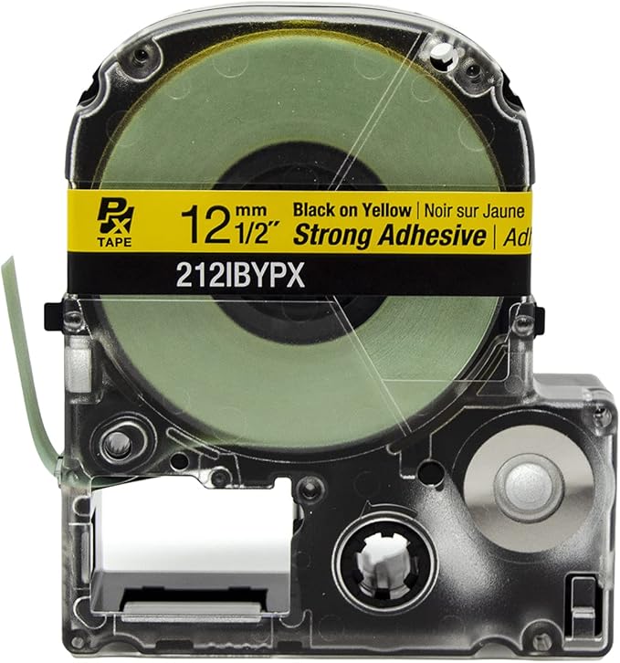 Epson LABELWORKS LW-PX700 Industrial Label Maker Kit & 212IBYPX Genuine PET (Polyester) Tape Cartridge - Black on Yellow Label Maker Tape, Strong Adhesive - 1/2" (12MM) Wide, 30'