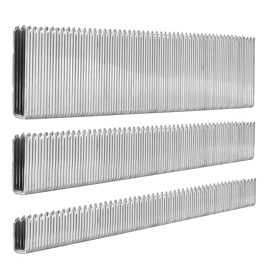 1200-Count 18 Gauge 1/4 Inch Narrow Crown Staples (1/2"+3/4"+1"), 400 per Size, Heavy Duty Beveled Chiseled Pointed Galvanized, Assorted Size Project Pack, for Pneumatic, Electric Stapler